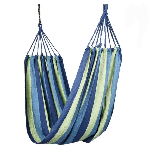 HOMESMART Indoor Outdoor Colorful Striped Canvas Camping Hammock-Blue (72.83"x31 - Picture 5 of 9